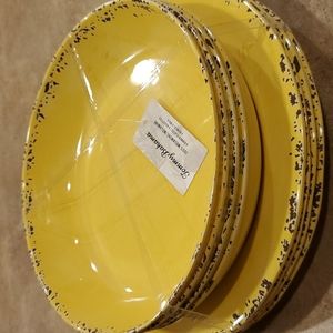 Tommy Bahama cream rustic crackle melamine plate set
